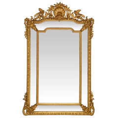 Doppelgerahmter Spiegel aus vergoldetem Holz im Louis-XVI-Stil des 19. Jahrhunderts