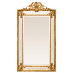 French 19th Century Louis XVI St. Double Framed Giltwood Mirror