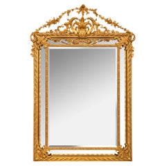 Miroir français du XIXe siècle en bois doré à double cadre de style Louis XVI du XIXe siècle