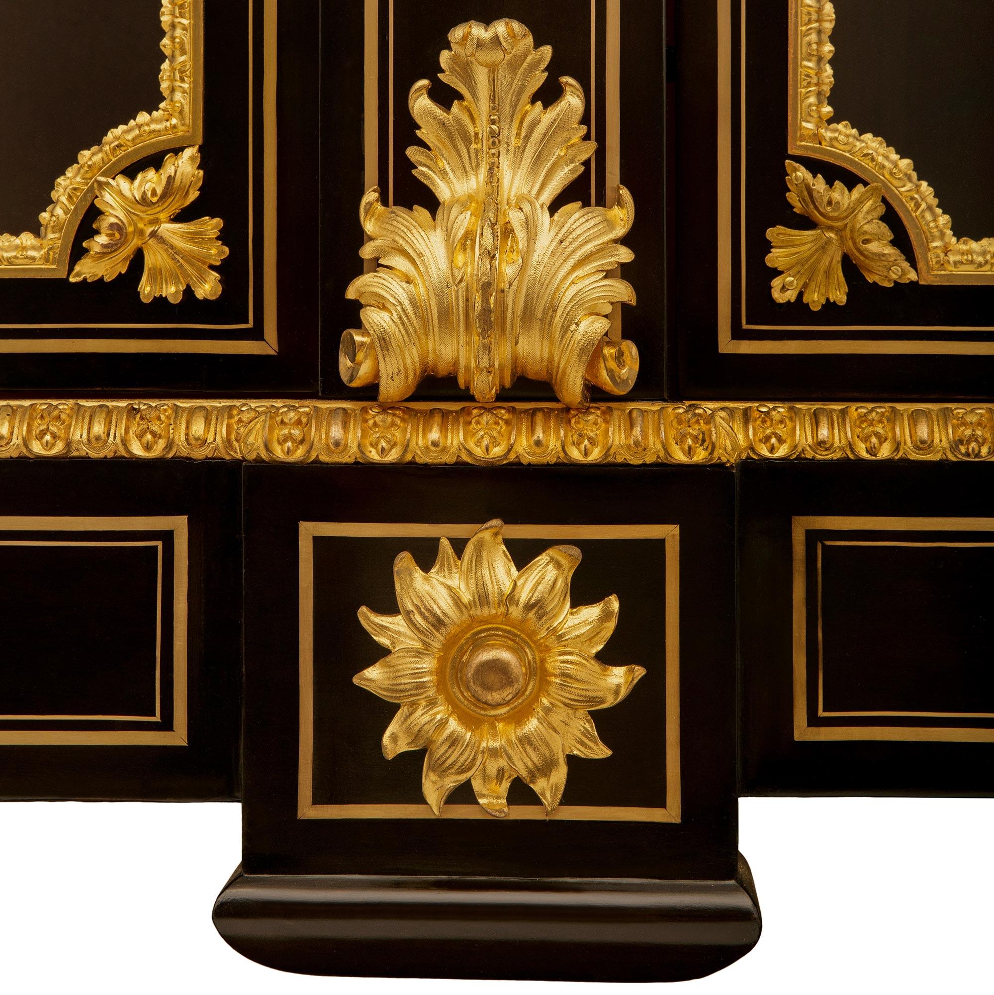 French 19th century Louis XVI st. Ebony and Ormolu Boulle vitrine For Sale 6