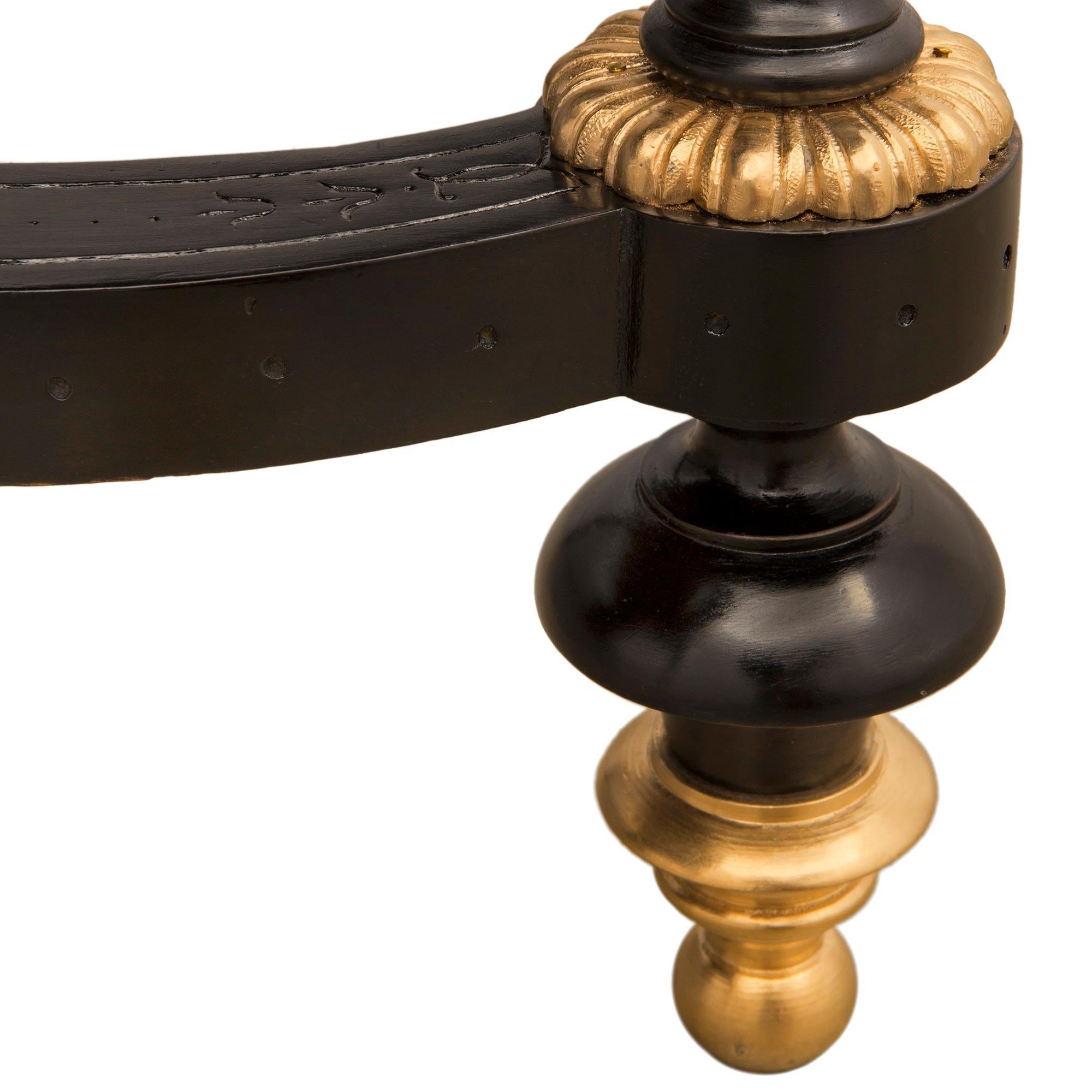 French 19th Century Louis XVI St. Ebony and Ormolu Center Table For Sale 7