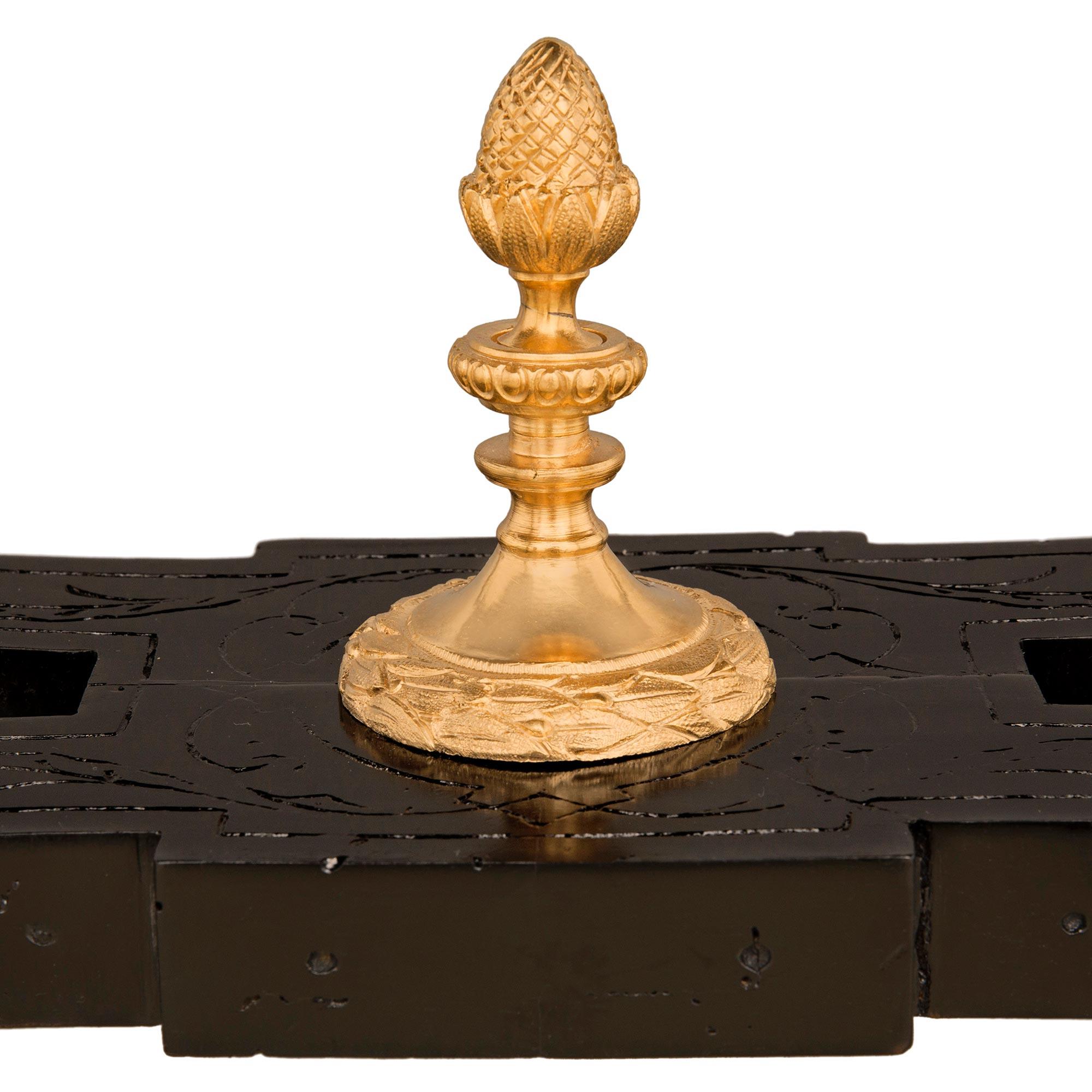 French 19th Century Louis XVI St. Ebony and Ormolu Center Table For Sale 6