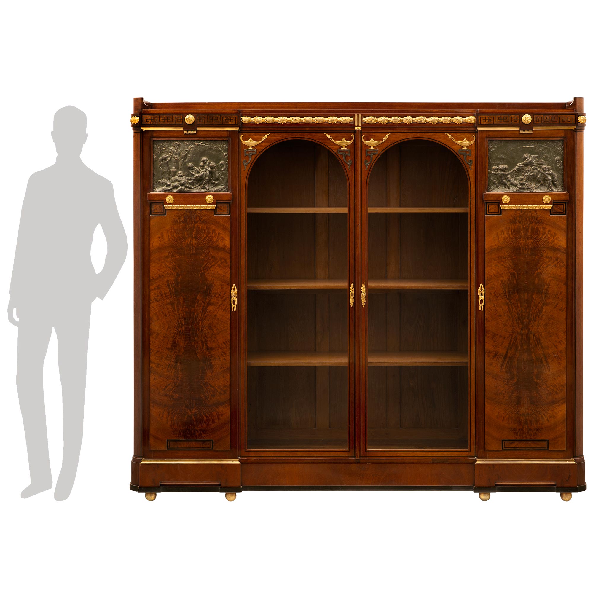 French 19th Century Louis XVI St. Flamed Mahogany Cabinet Vitrine For Sale