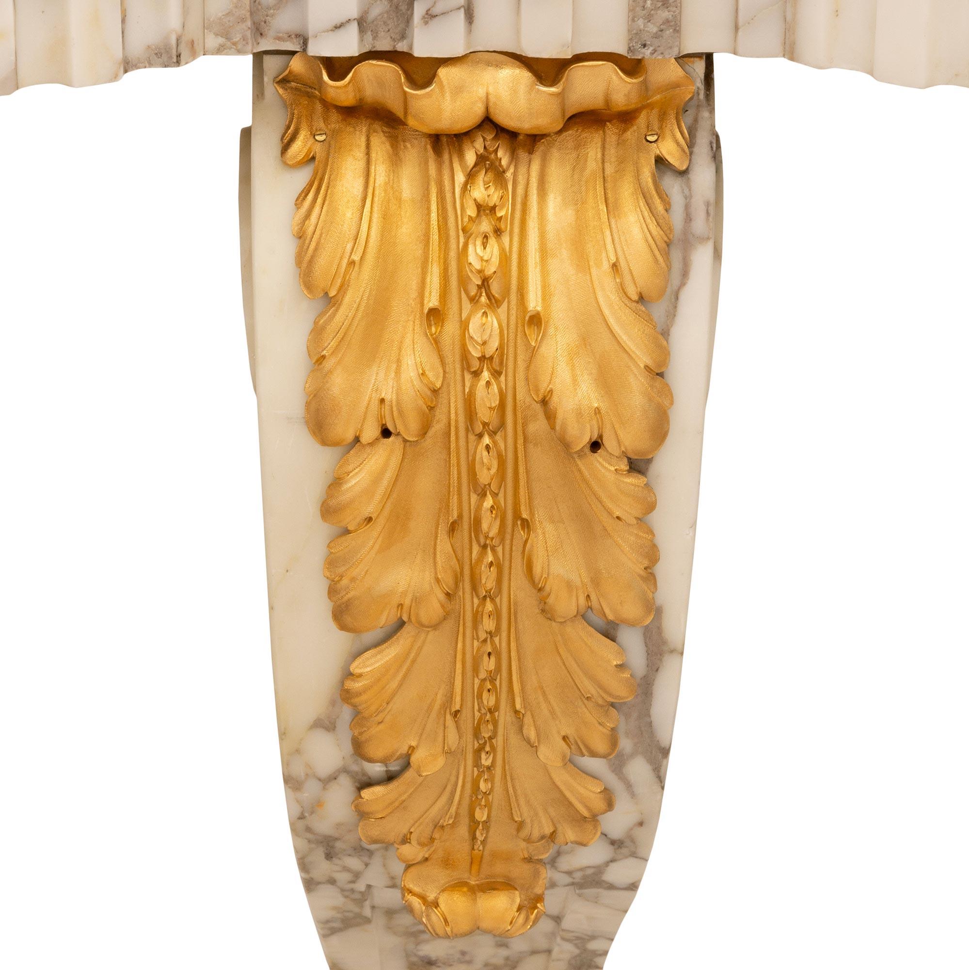 French 19th century Louis XVI st. Fleur de Pêcher marble and Ormolu console For Sale 2