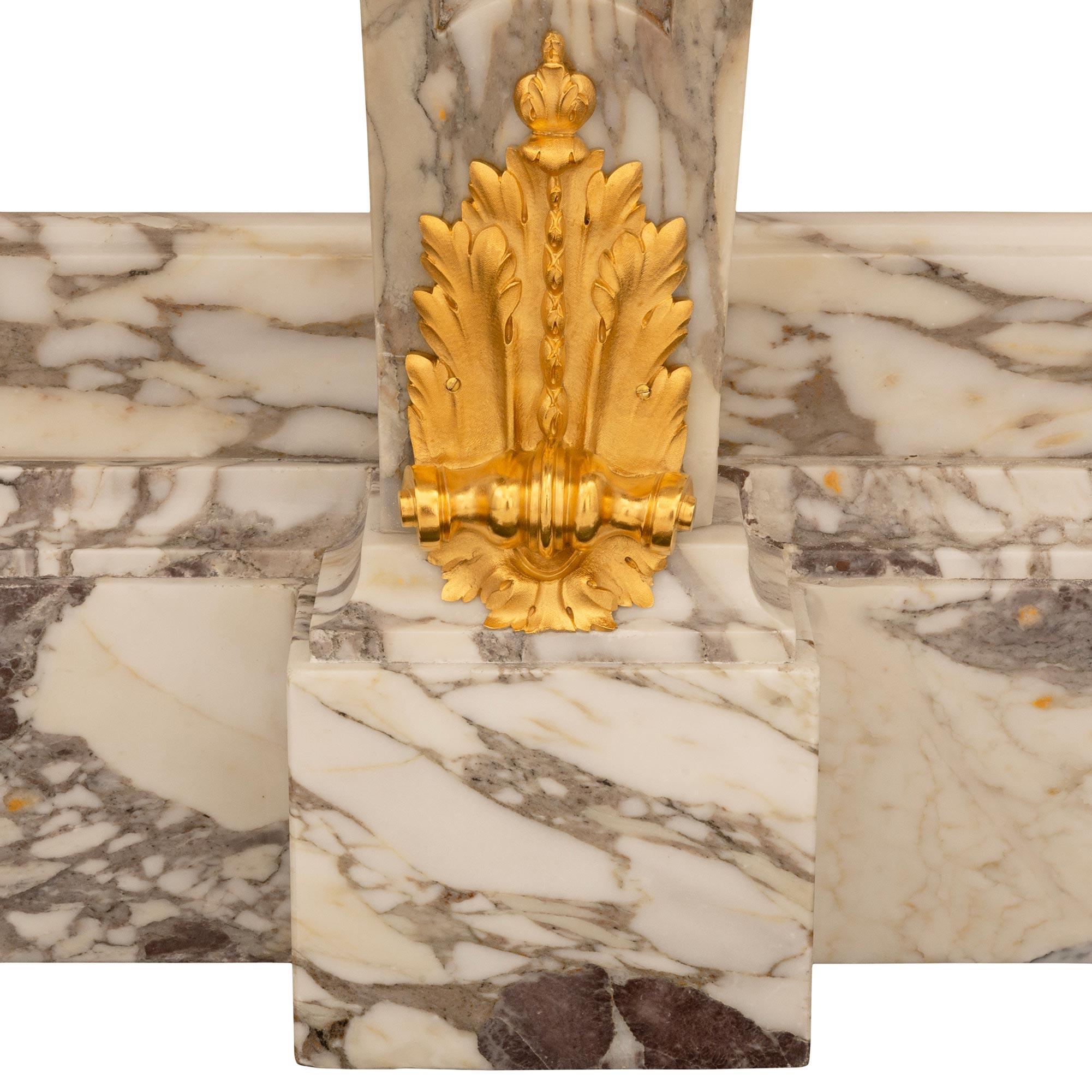 French 19th century Louis XVI st. Fleur de Pêcher marble and Ormolu console For Sale 3
