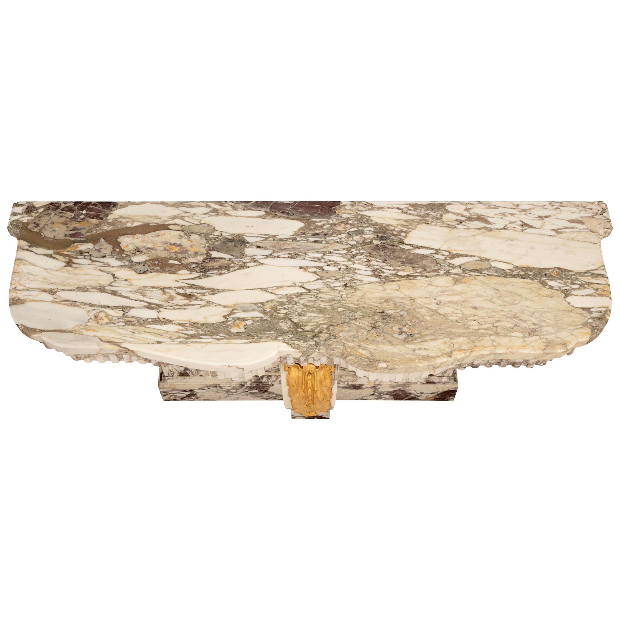 French 19th century Louis XVI st. Fleur de Pêcher marble and Ormolu console For Sale 5
