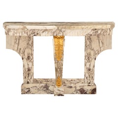 French 19th century Louis XVI st. Fleur de Pêcher marble and Ormolu console