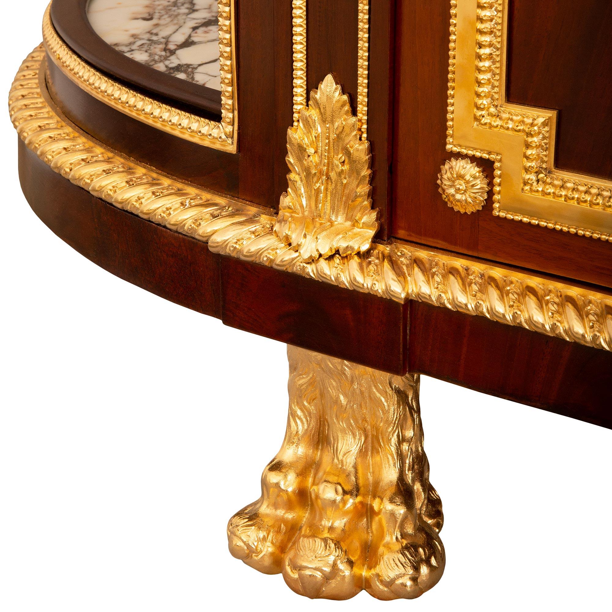 Bufé con espejo de mármol Fleur de Pêcher francés del siglo XIX, estilo Luis XVI en venta 8