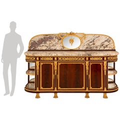 French 19th century Louis XVI st Fleur de Pêcher marble Mirror buffet