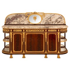 Antique French 19th century Louis XVI st Fleur de Pêcher marble Mirror buffet