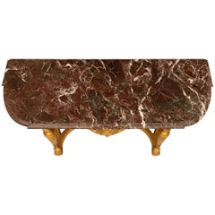 French 19th Century Louis XVI St. Freestanding Giltwood And Marble Console