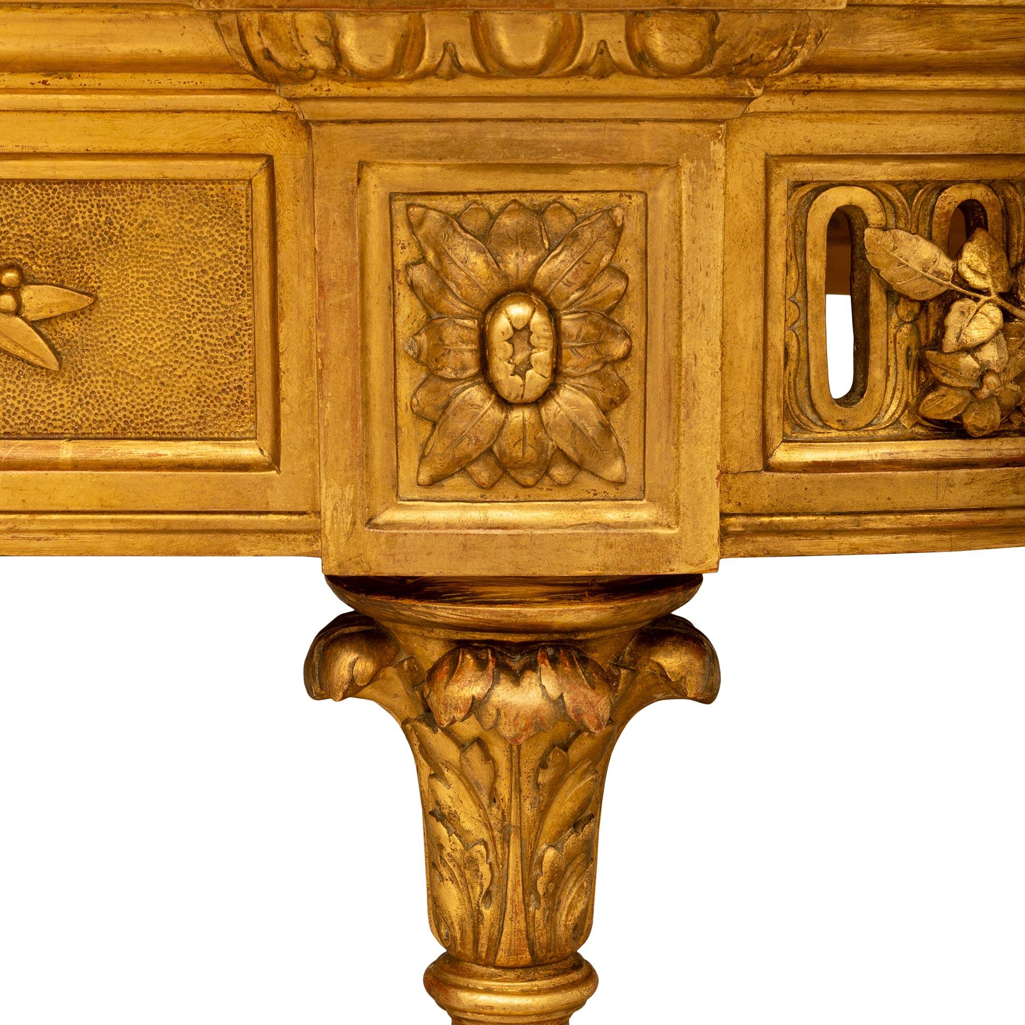 French 19th Century Louis XVI St. Freestanding Giltwood And Marble Console For Sale 3