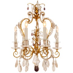 French 19th Century Louis XVI St. Gilt Iron And Rock Crystal Chandelier