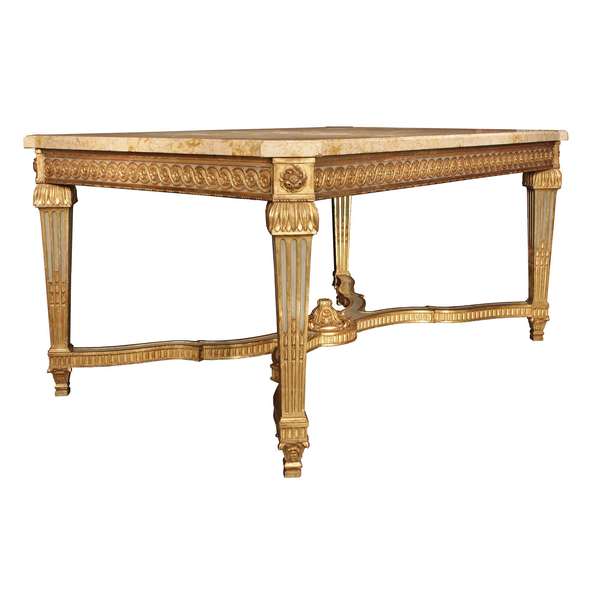 French 19th Century Louis XVI St. Gilt Wood Center Table In Good Condition For Sale In West Palm Beach, FL