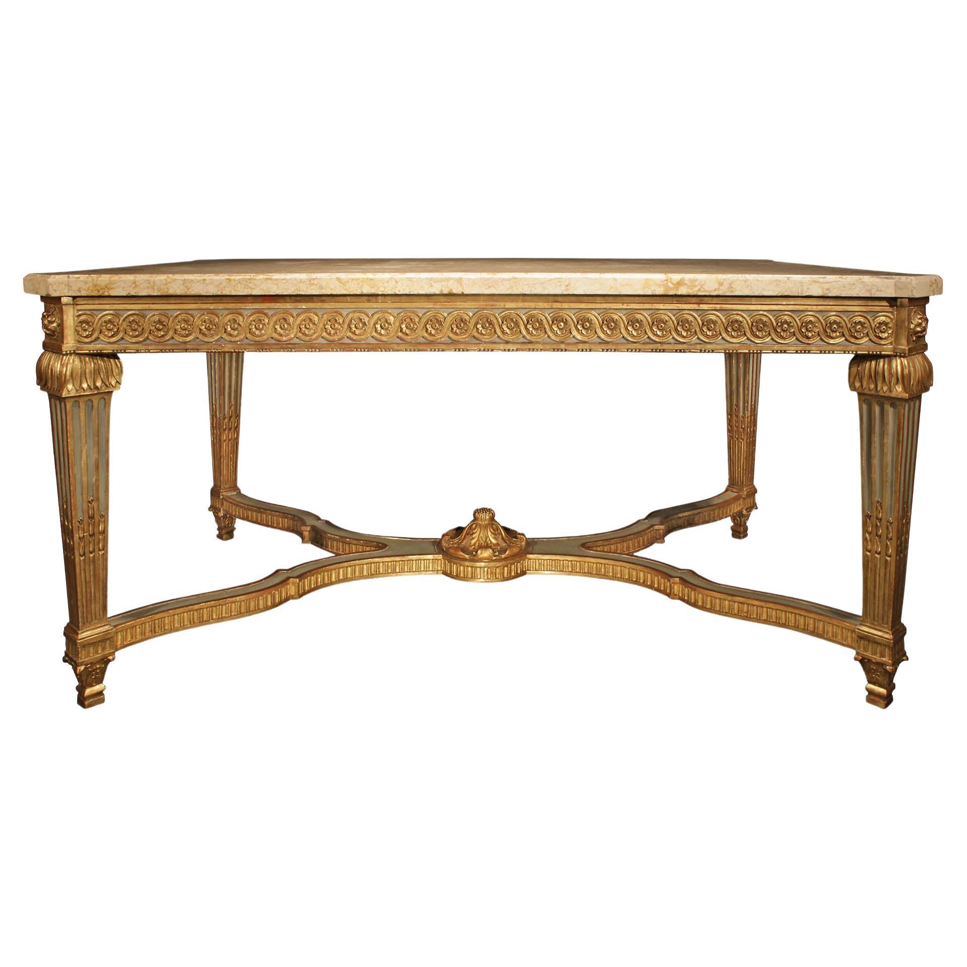 Table centrale française du XIXe siècle en bois doré de style Louis XVI du XIXe siècle