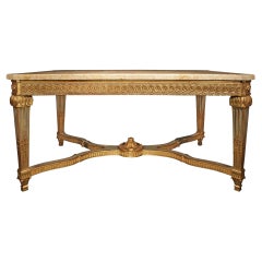Antique French 19th Century Louis XVI St. Gilt Wood Center Table