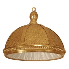 French 19th Century Louis XVI St. Giltwood and Gilt Pressed Leather Dome É