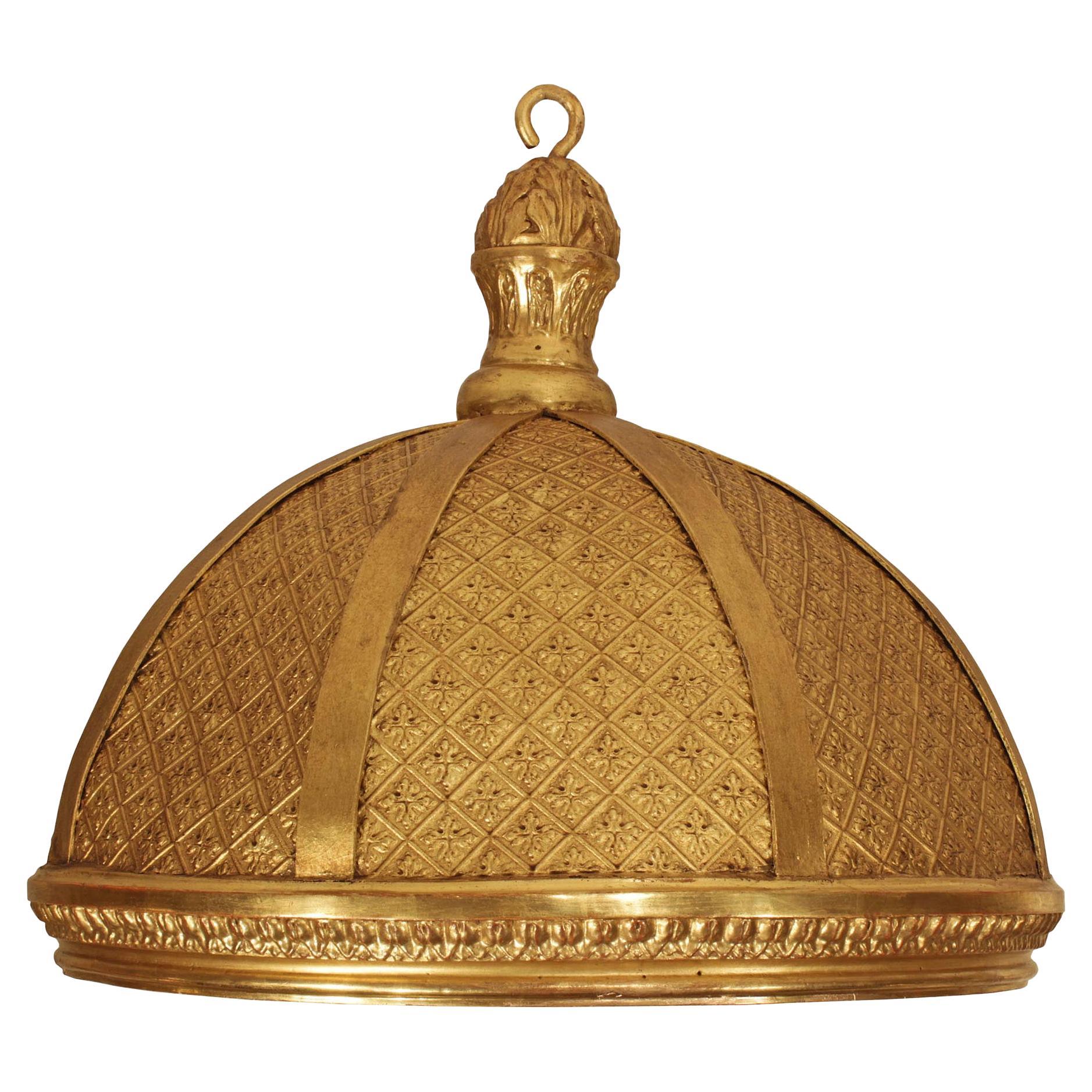 French 19th Century Louis XVI St. Giltwood and Gilt Pressed Leather Dome É For Sale