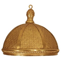 French 19th Century Louis XVI St. Giltwood and Gilt Pressed Leather Dome É