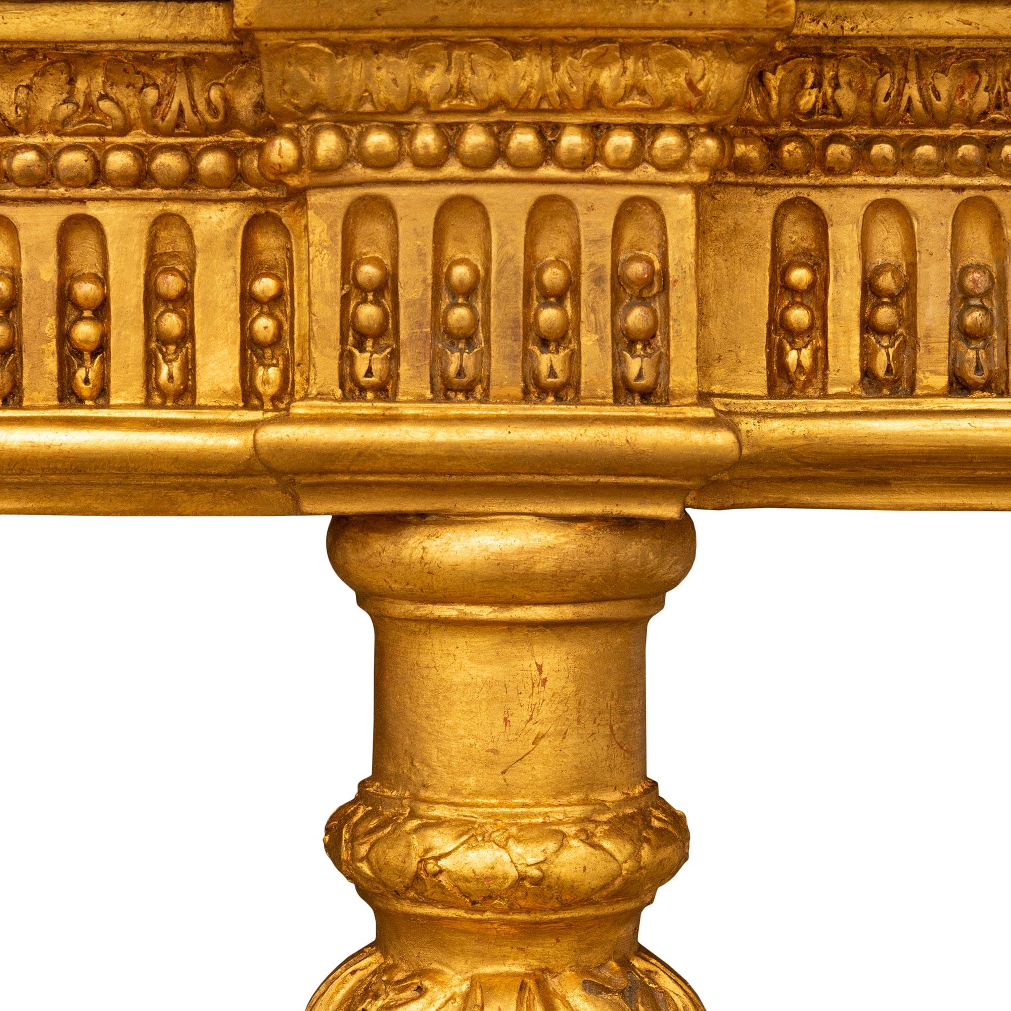 French 19th Century Louis XVI St. Giltwood And Gris St. Anne Marble Center Table For Sale 3