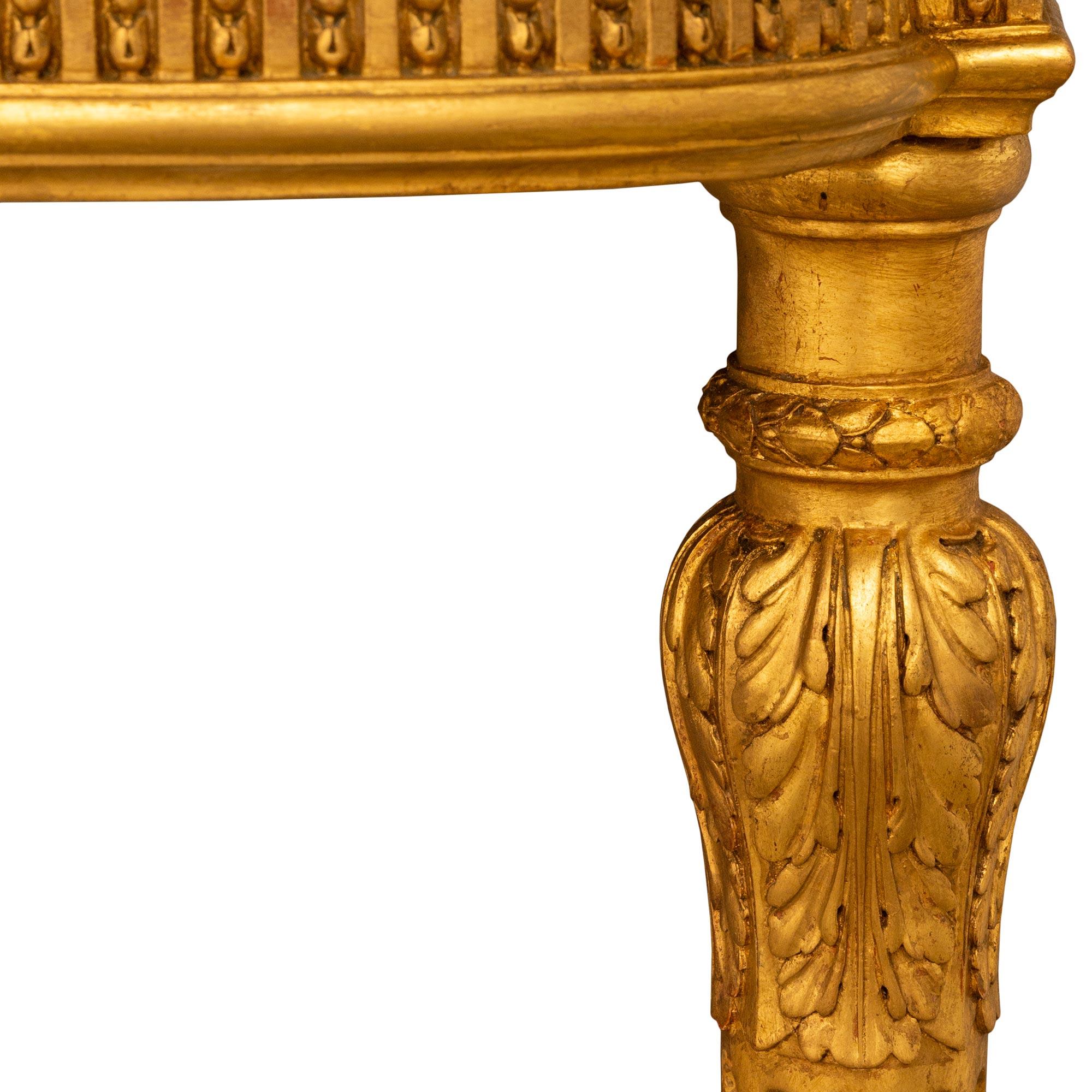 French 19th Century Louis XVI St. Giltwood And Gris St. Anne Marble Center Table For Sale 4