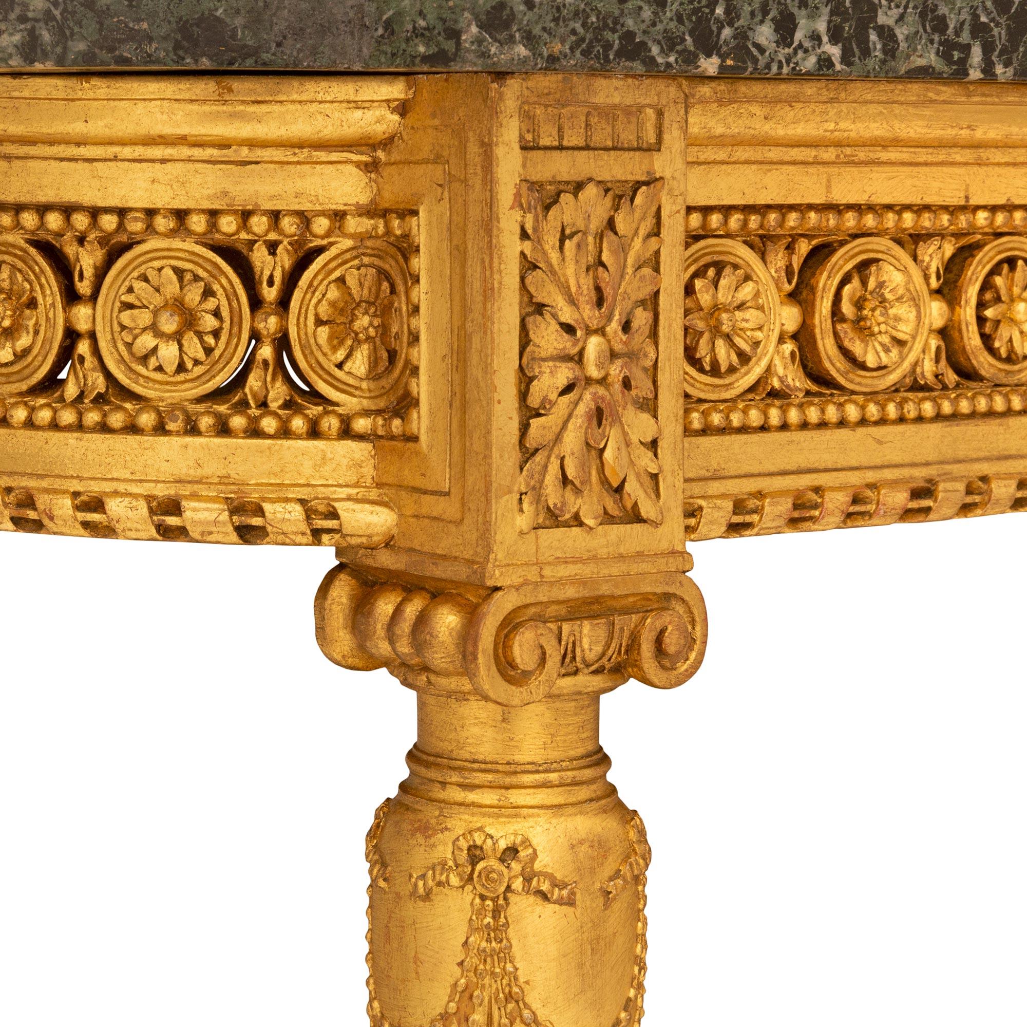 French 19th Century Louis XVI St. Giltwood and Marble Center Table For Sale 2