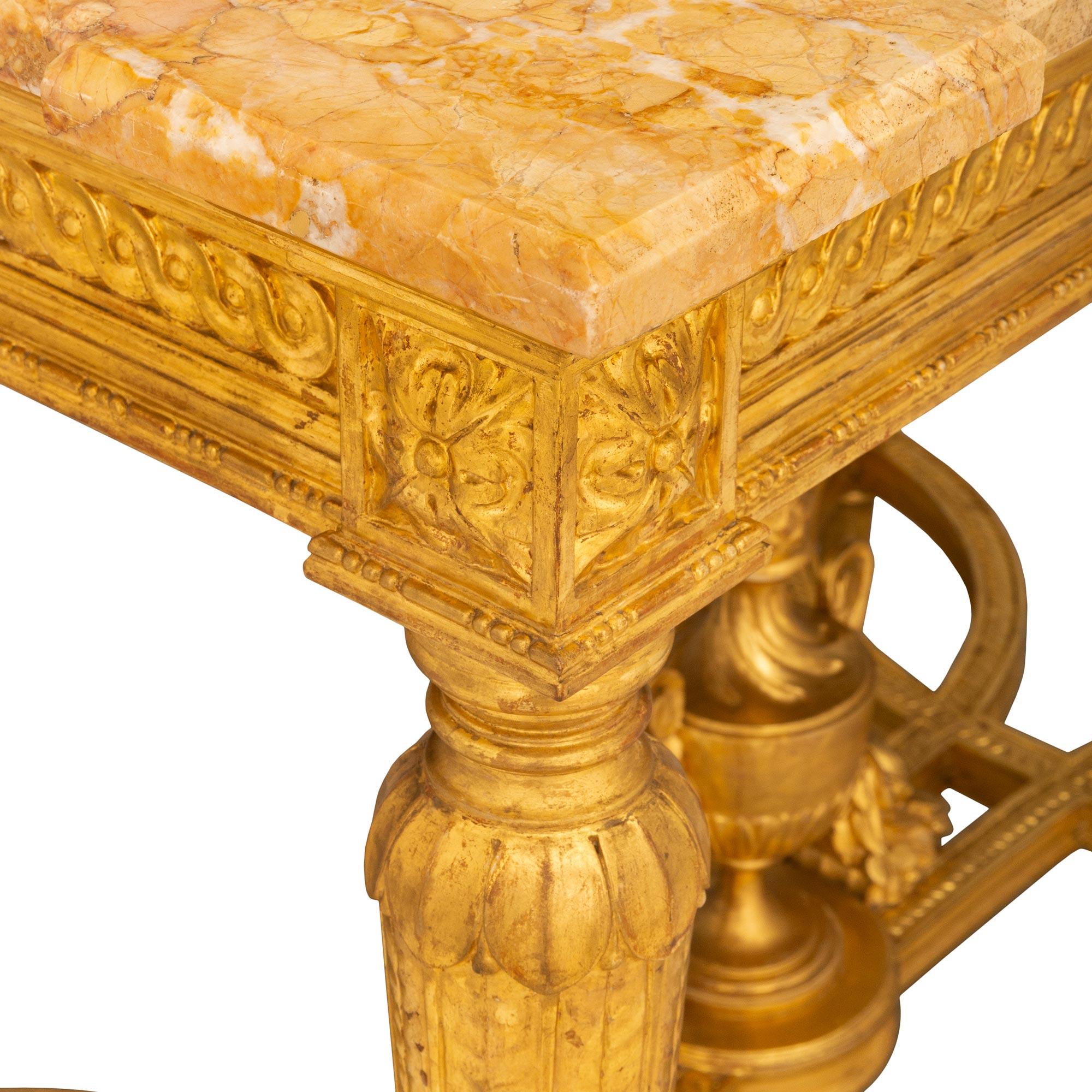 French 19th Century Louis XVI St. Giltwood And Marble Center Table For Sale 2