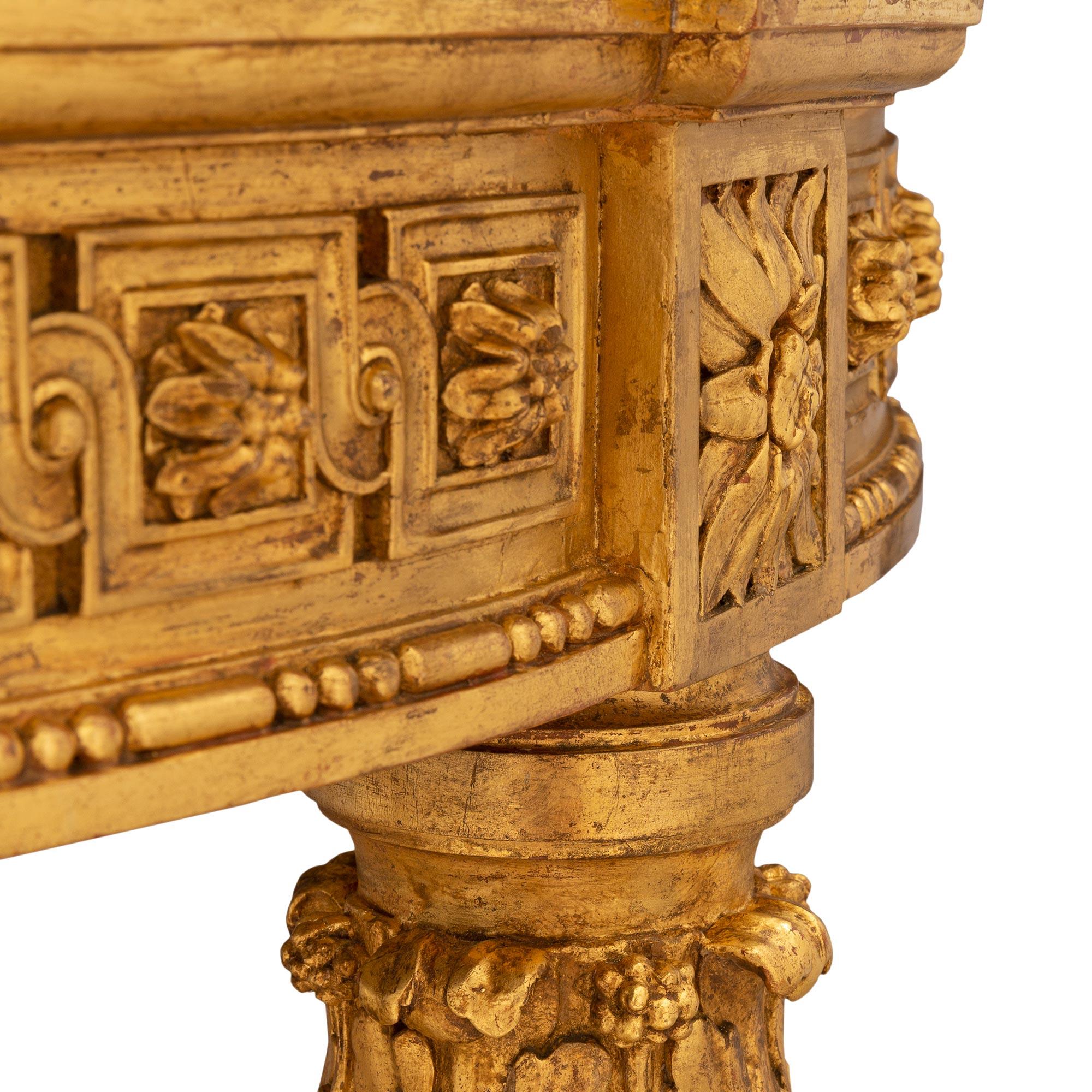 French 19th Century Louis XVI St. Giltwood and Marble Center Table For Sale 4