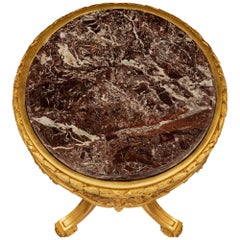 French 19th Century Louis XVI St. Giltwood and Marble Side Table/Pedestal