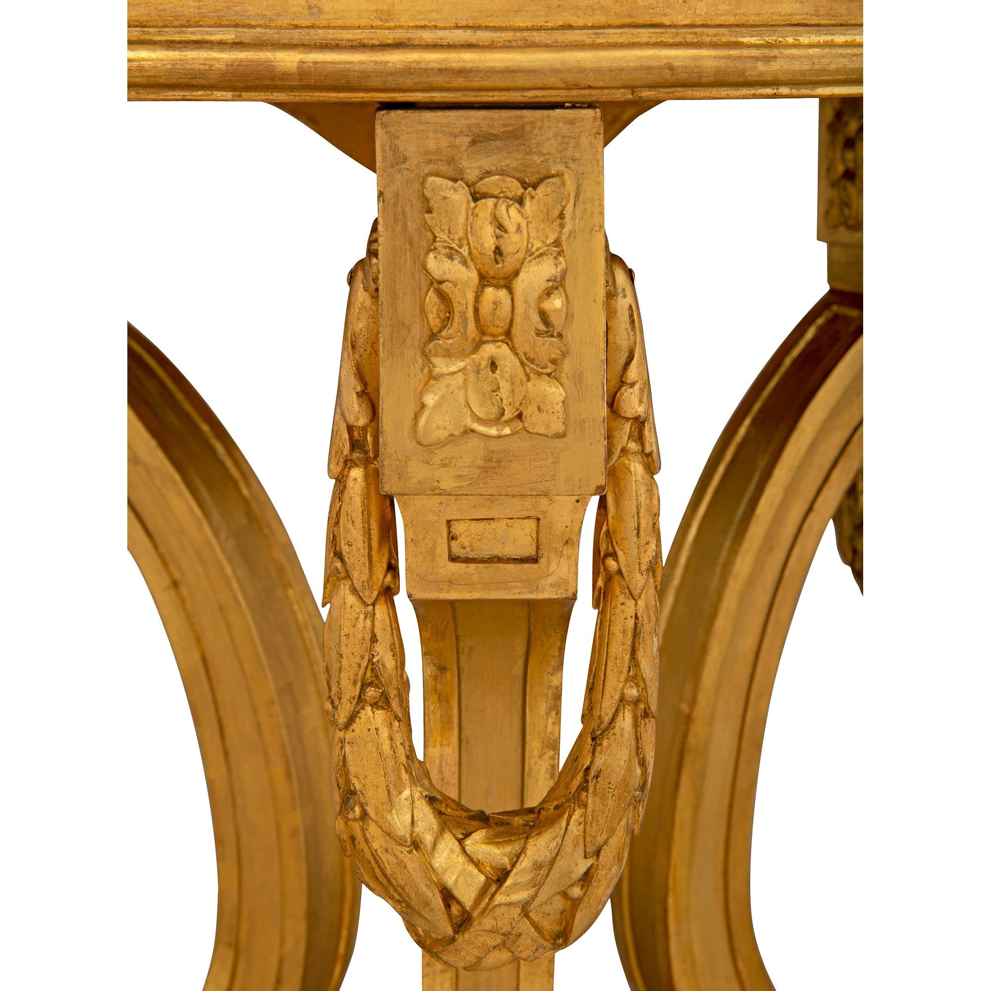 French 19th Century Louis XVI St. Giltwood and Marble Side Table/Pedestal For Sale 2