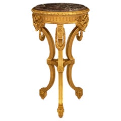Antique French 19th Century Louis XVI St. Giltwood and Marble Side Table/Pedestal