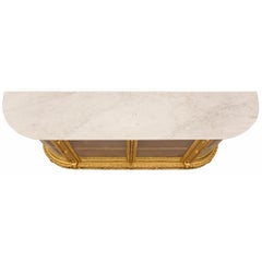 French 19th Century Louis XVI St. Giltwood and Marble Vitrine Cabinet