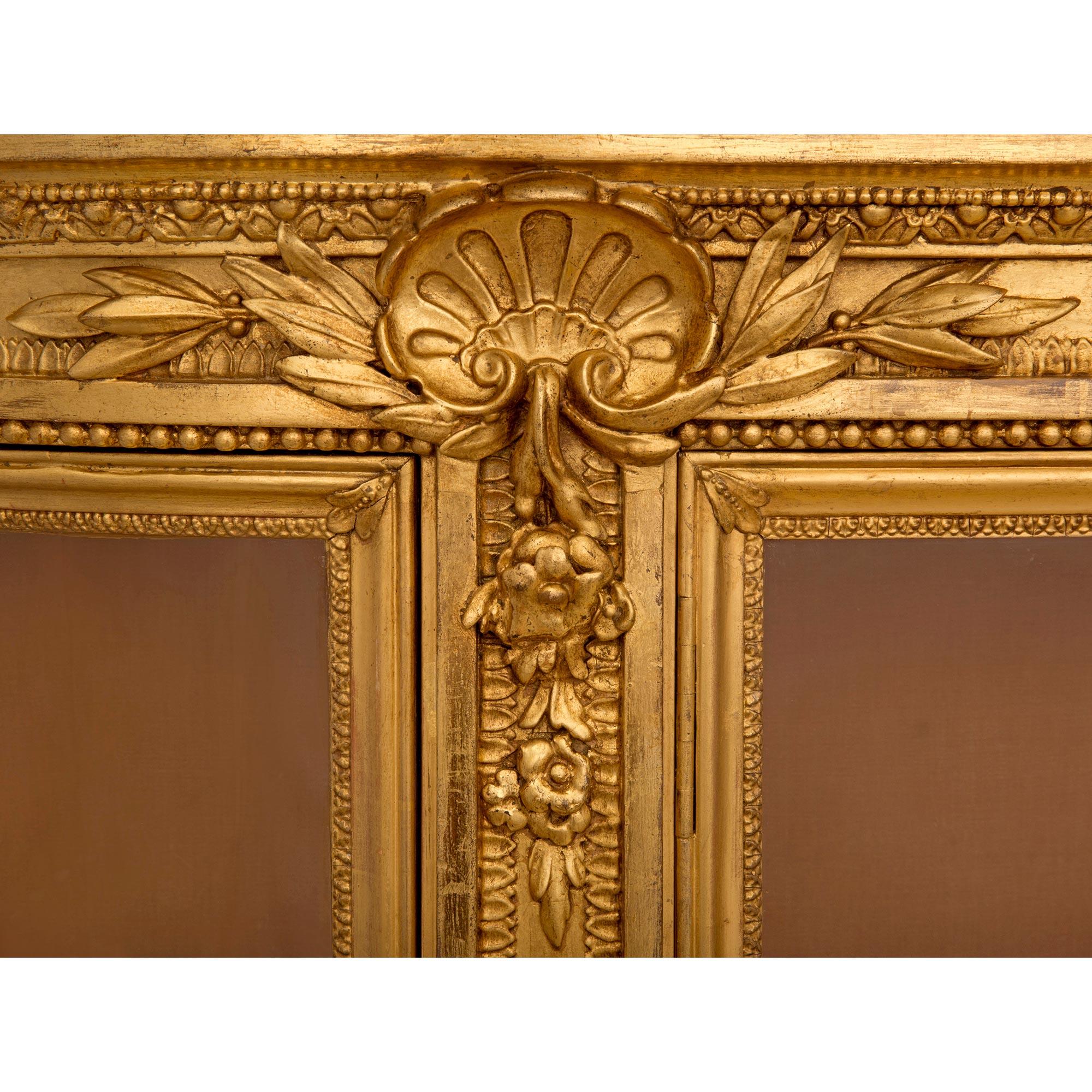 French 19th Century Louis XVI St. Giltwood and Marble Vitrine Cabinet For Sale 2