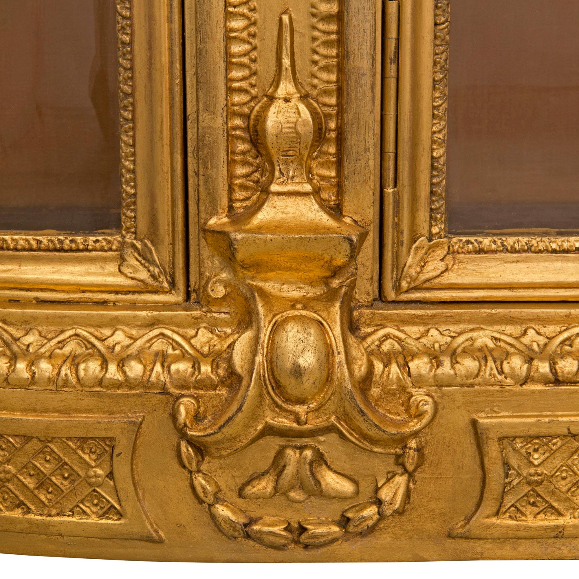 French 19th Century Louis XVI St. Giltwood and Marble Vitrine Cabinet For Sale 4