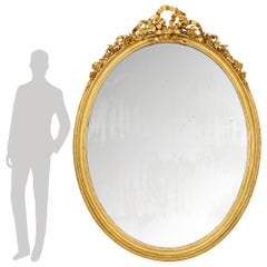 French 19th century Louis XVI st. Giltwood and Mecca mirror
