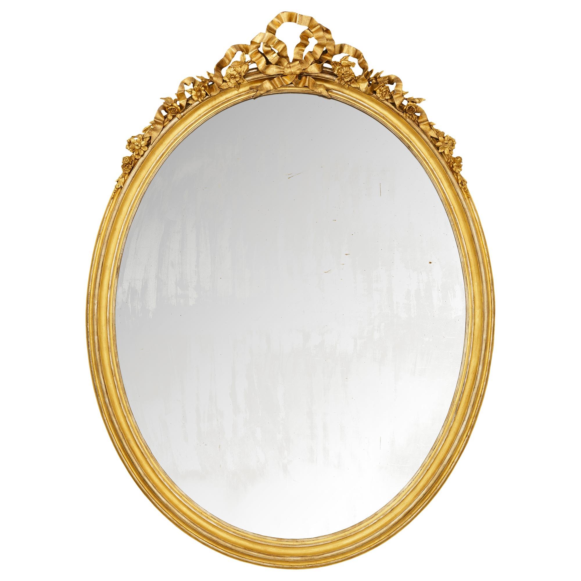 French 19th century Louis XVI st. Giltwood and Mecca mirror For Sale