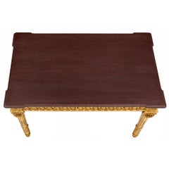 French 19th Century Louis XVI St. Giltwood and Porphyry Center Table