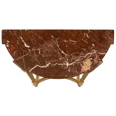 French 19th Century Louis XVI St. Giltwood and Rouge Des Pyrénées Marble Console