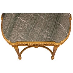 French 19th Century Louis XVI St. Giltwood and Vert Campan Marble Console