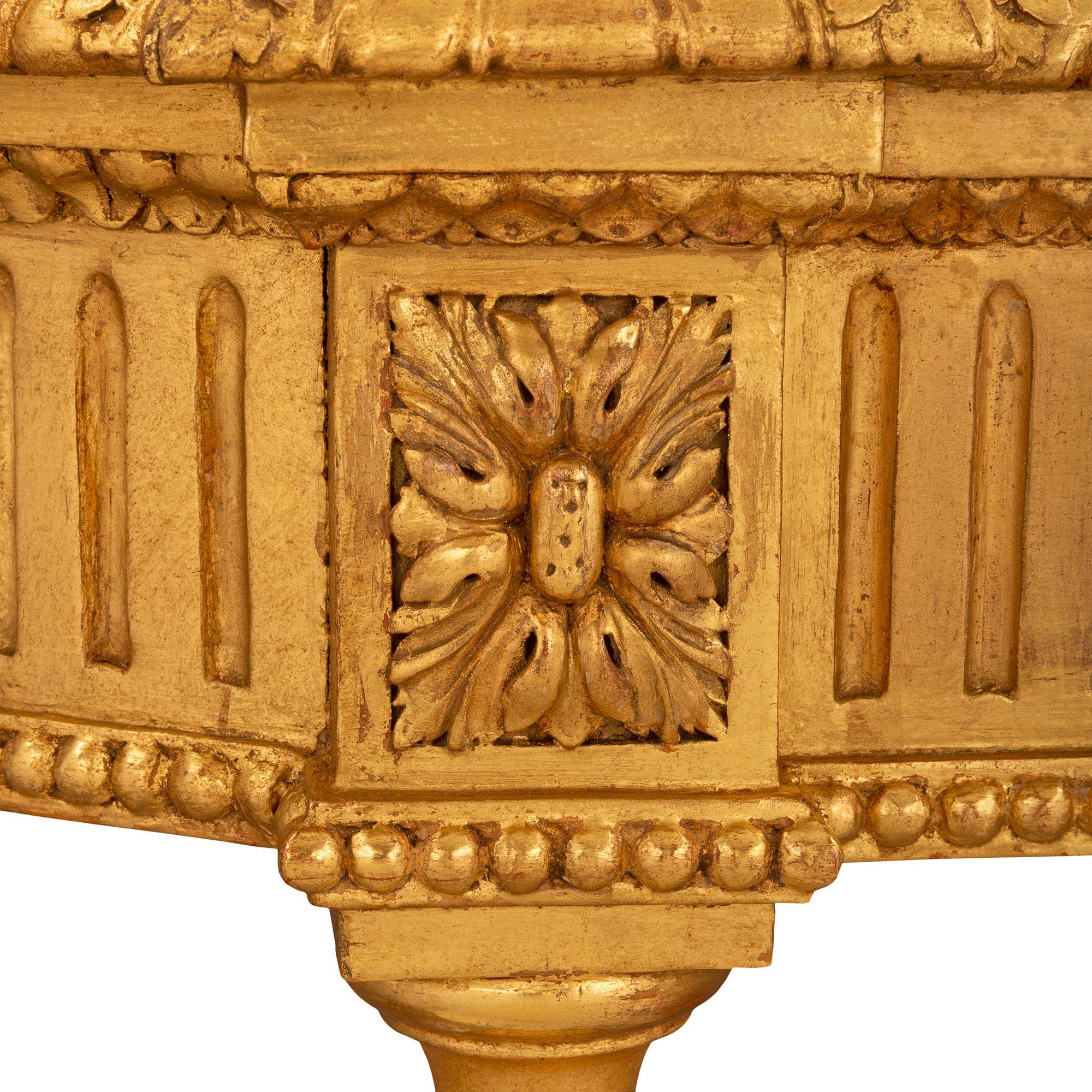 Französische Konsole aus vergoldetem Holz und Vert Campan-Marmor im Louis-XVI-Stil des 19. Jahrhunderts im Angebot 3