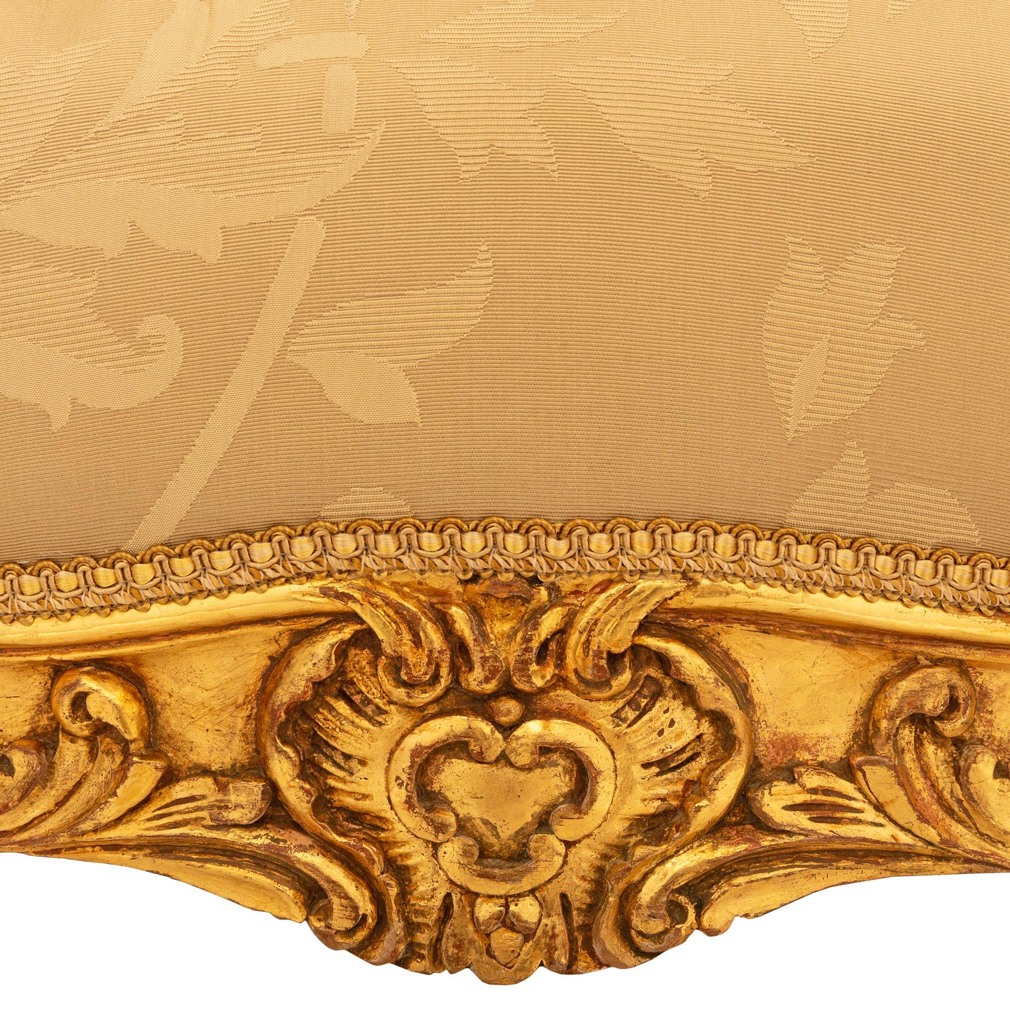 French 19th century Louis XV st. Giltwood armchairs 6