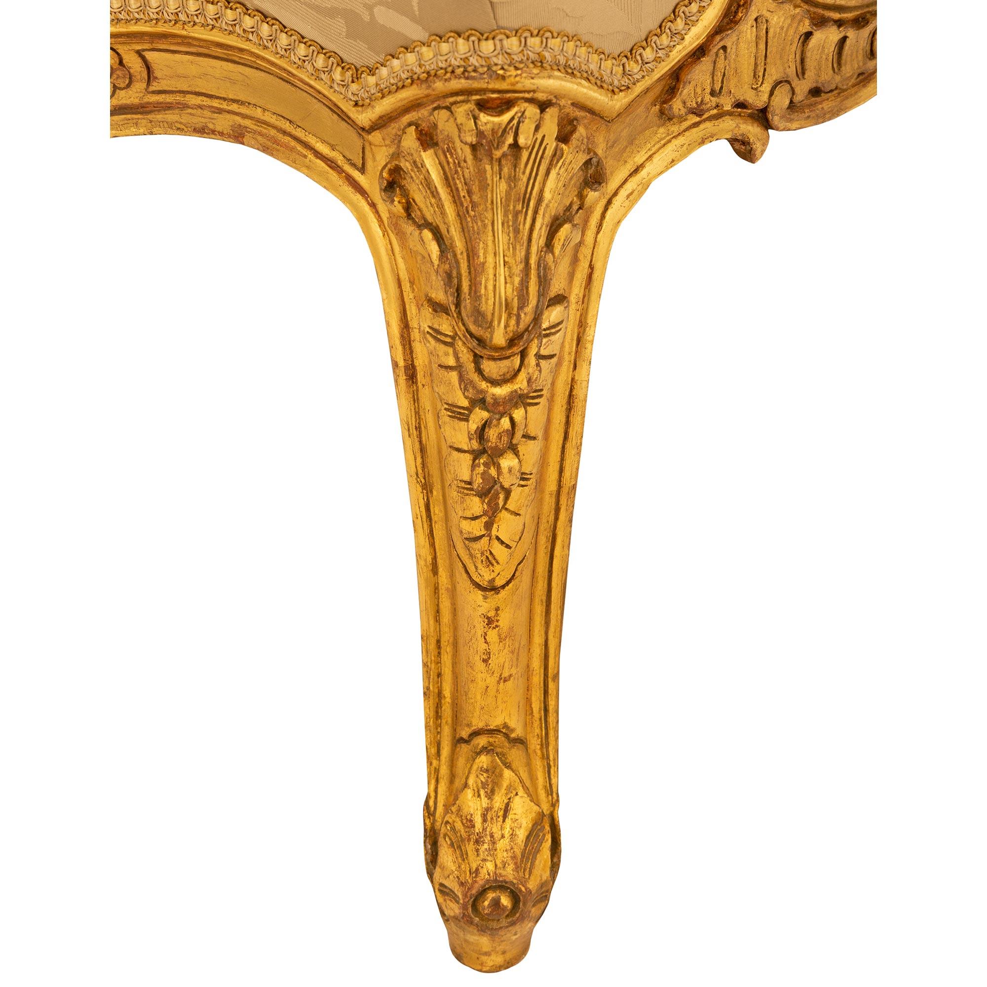 French 19th century Louis XV st. Giltwood armchairs 7