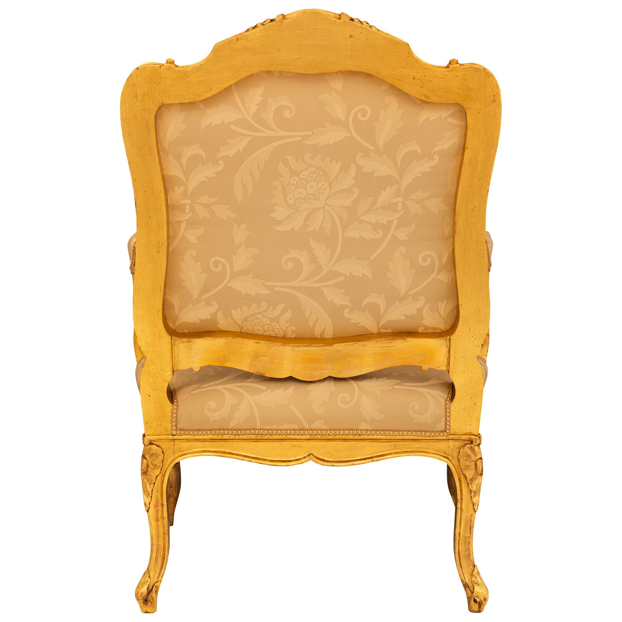 French 19th century Louis XV st. Giltwood armchairs 8