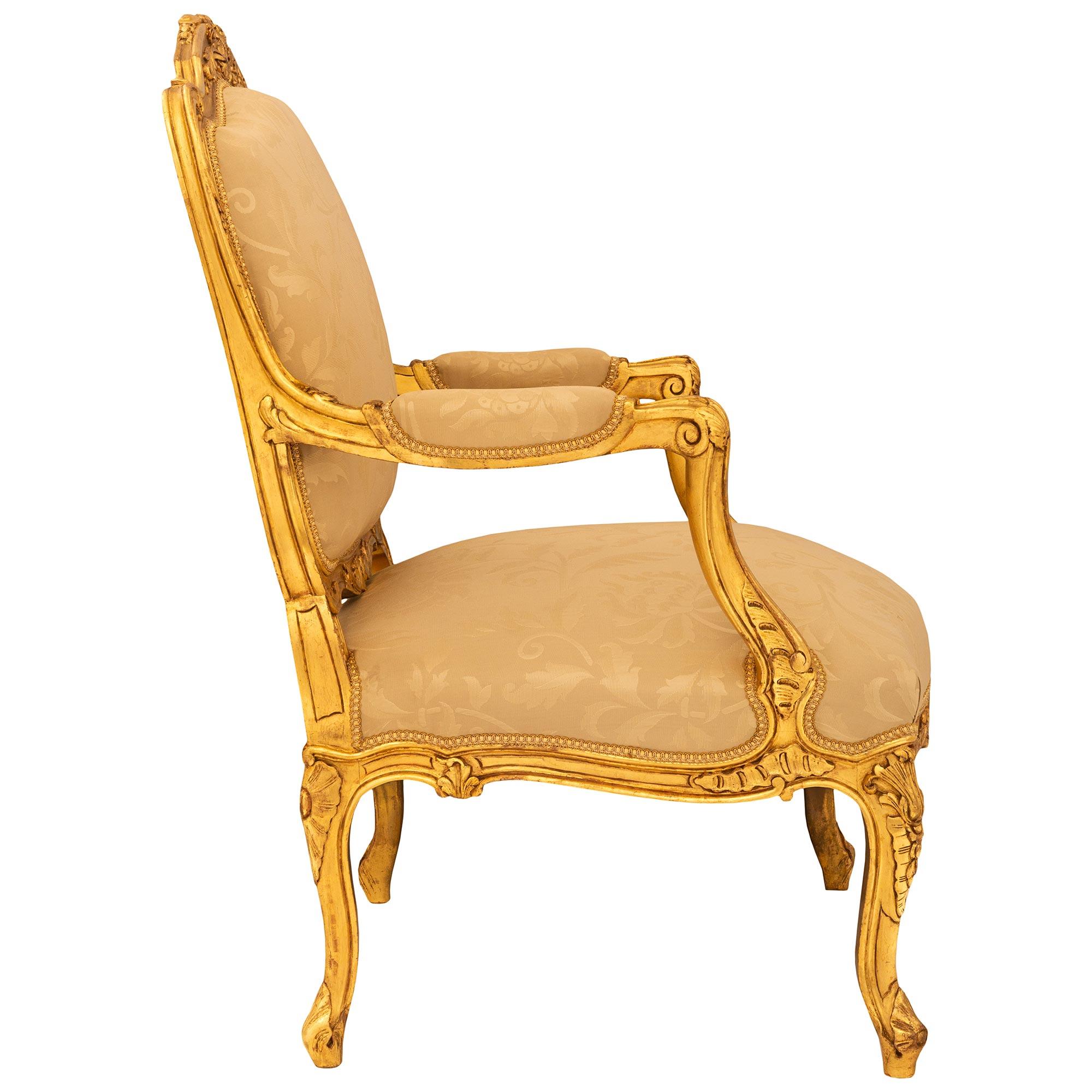 19th Century French 19th century Louis XV st. Giltwood armchairs