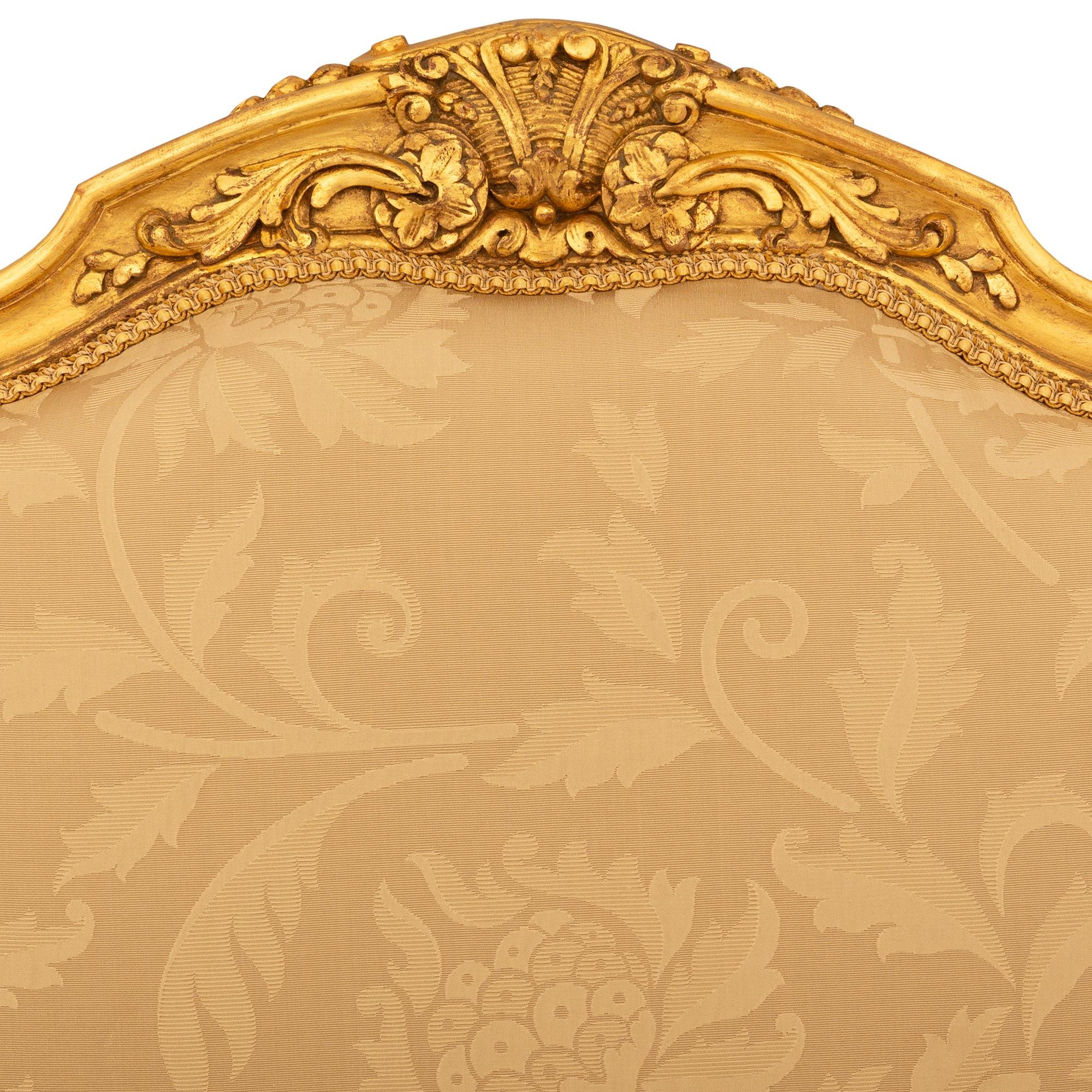 French 19th century Louis XV st. Giltwood armchairs 1