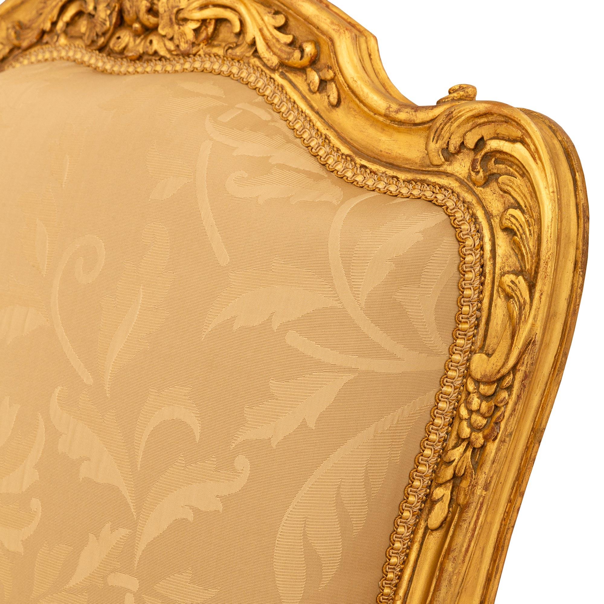 French 19th century Louis XV st. Giltwood armchairs 2