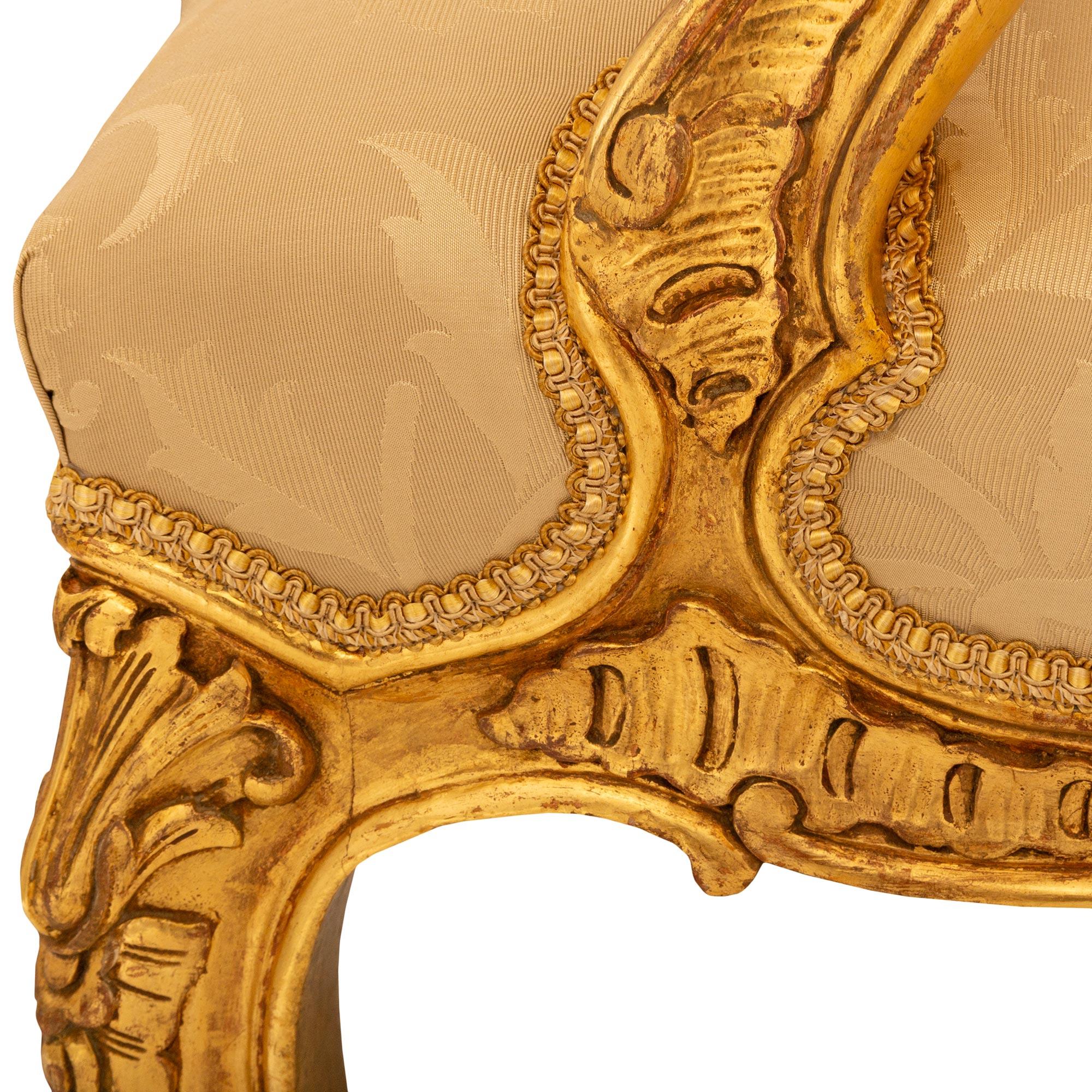 French 19th century Louis XV st. Giltwood armchairs 5