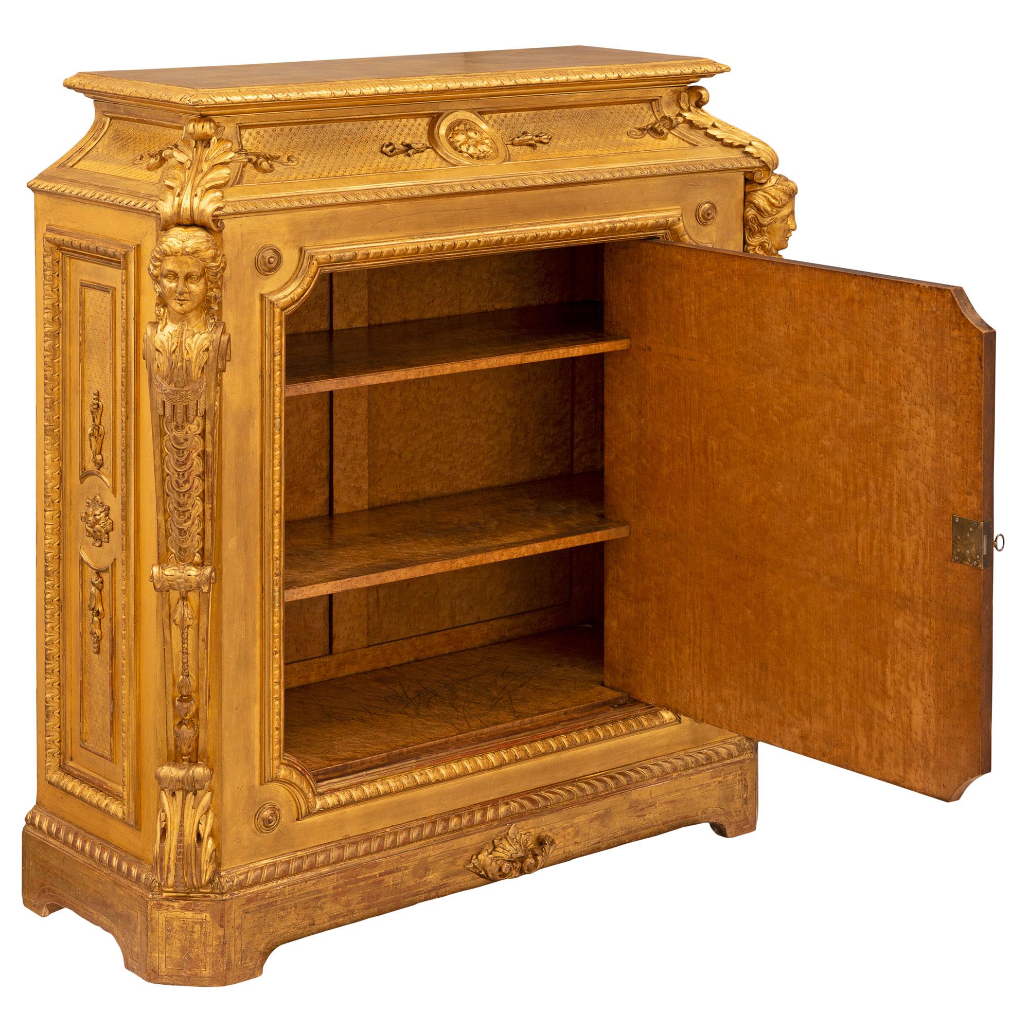 French 19th Century Louis XVI St. Giltwood Cabinet For Sale 1