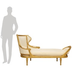 French 19th century Louis XVI st. Giltwood chaise/daybed