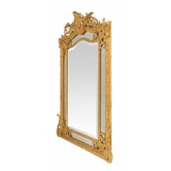 French 19th Century Louis XVI St. Giltwood Double Framed Mirror